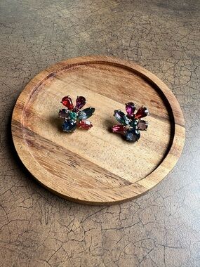 J. Crew Multicolor Crystal Cluster Earrings in Red, Pink, Blue, Green, Purple